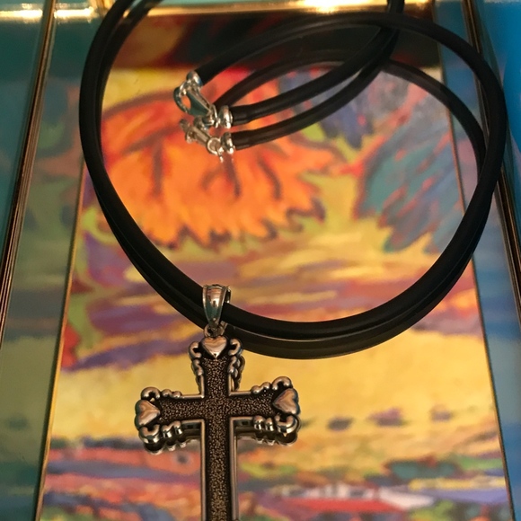 Sterling Silver Stylized Cross Of Hearts Pendant - Picture 3 of 8